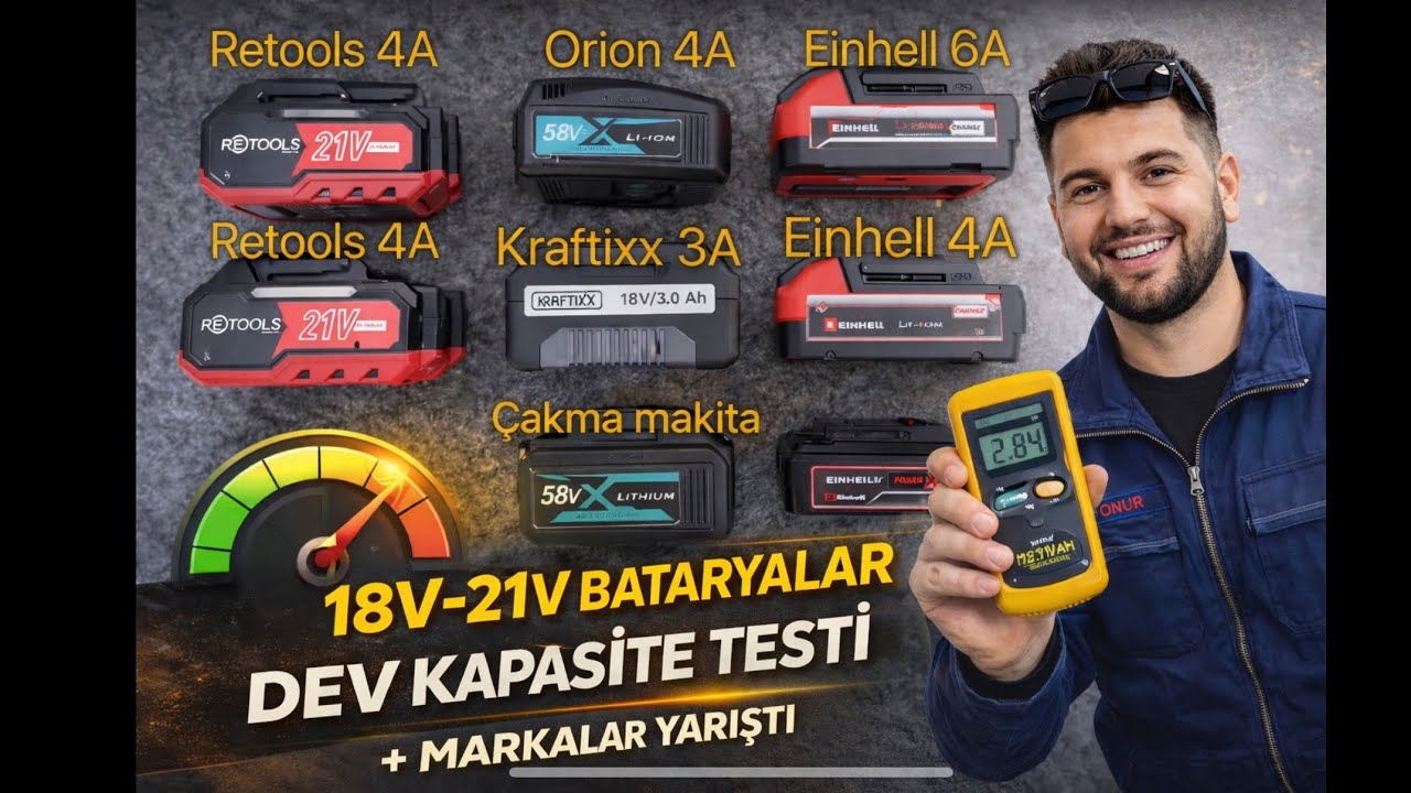 RETOOLS 21V batarya kapasite testi Dev batarya kapasite kıyaslaması RETOOLS Einhell kraftixx makita