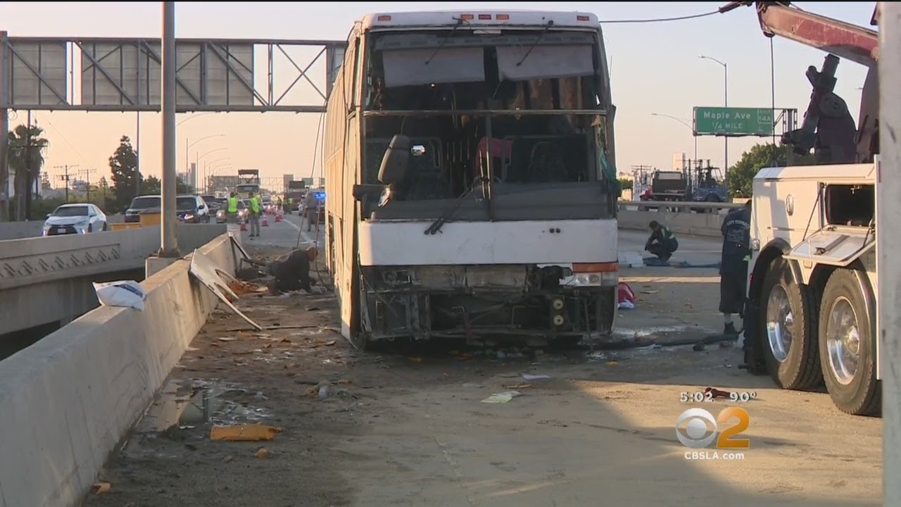 Several Hurt When Bus Overturns In Downtown LA