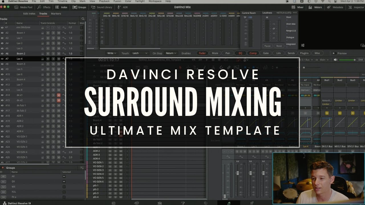 Микширование объёмного звука DaVinci Audio 5.1 — шаблон Ultimate Mix