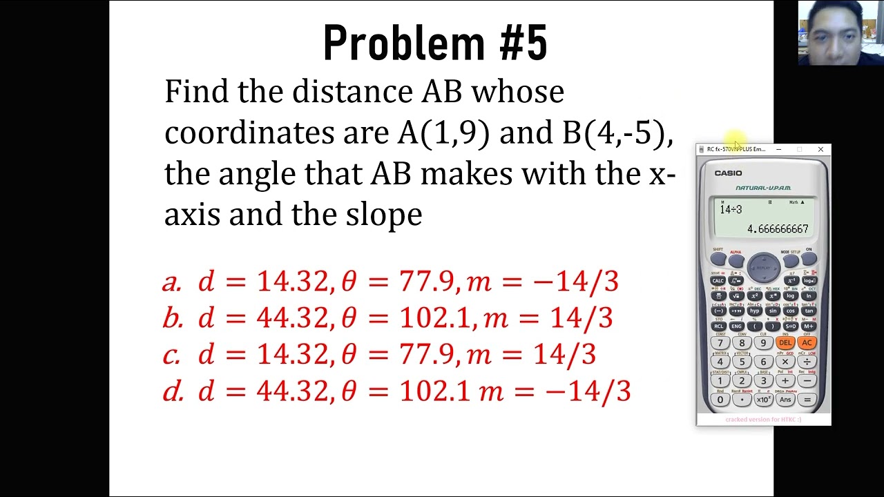 Calculator Techniques - Analytic Geometry (Distance problem and Slope)
