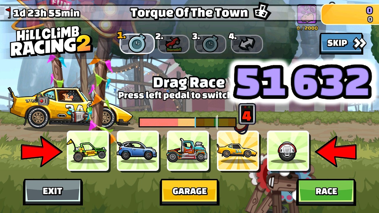 Hill Climb Racing 2 &mdash; 51632 (52657) очков в командном событии TORQUE OF THE TOWN
