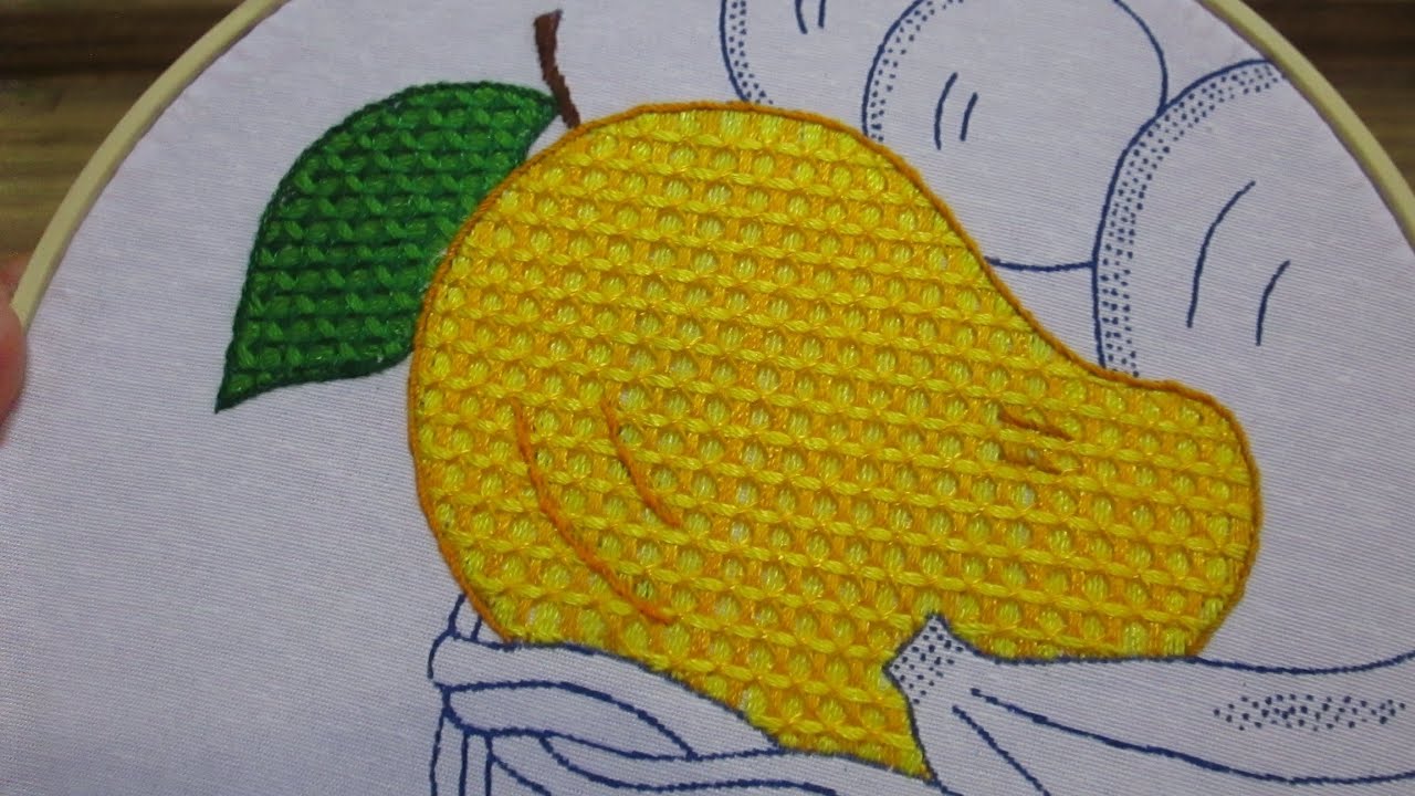 Increíble puntada fantasia para bordar un mango!!!!! 🥭🥭🥭🌿te encantará!!!
