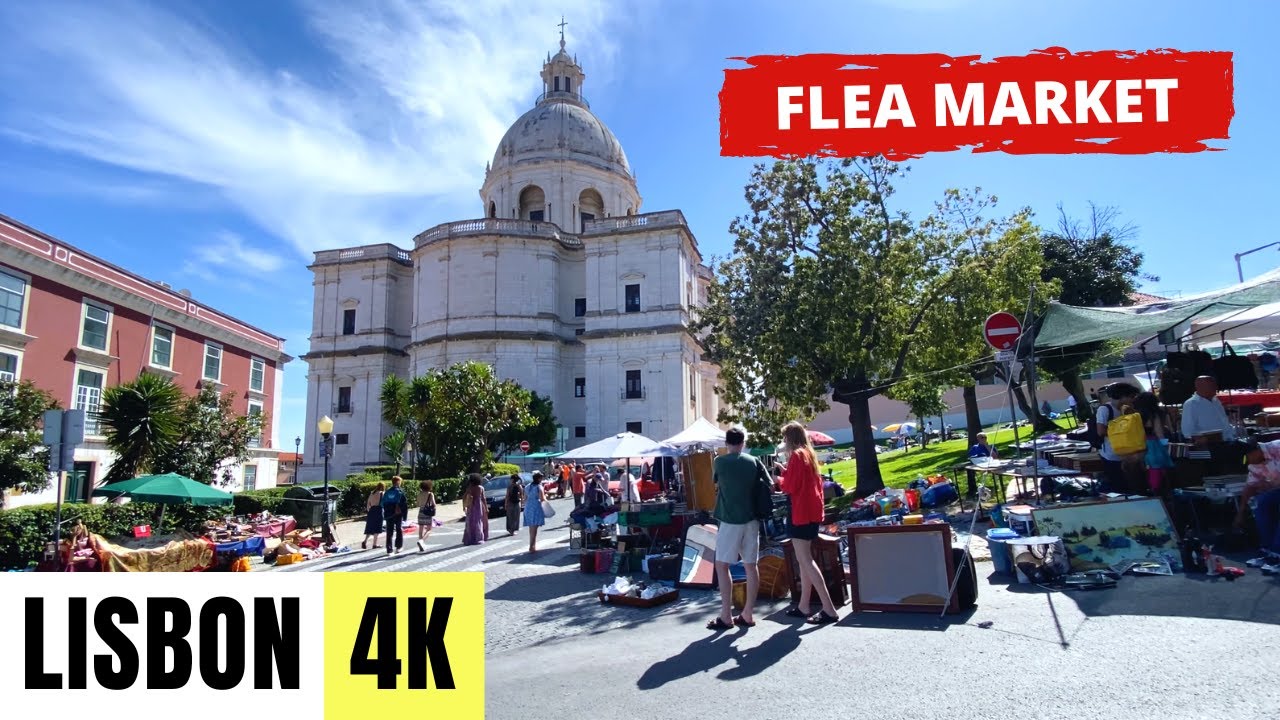 LISBON, PORTUGAL 🇵🇹 [4K] Alfama Flea Market — Feira da Ladra — Walking Tour