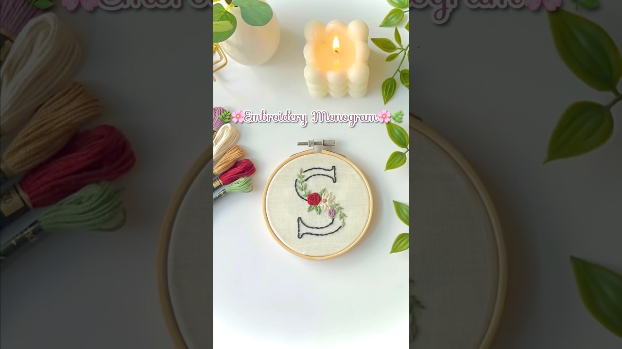 Embroidery monogram🌸 #diy #embroideryforbeginners #embroidery #monogram #trendingshorts #viralvideo