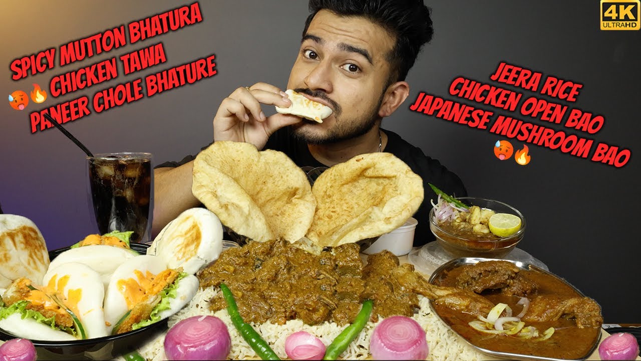 SPICY MUTTON BHATURA, CHICKEN TAWA, JAPANESE CHICKEN OPEN BAO, MUSHROOM BAO, JEERA RICE MUKBANG
