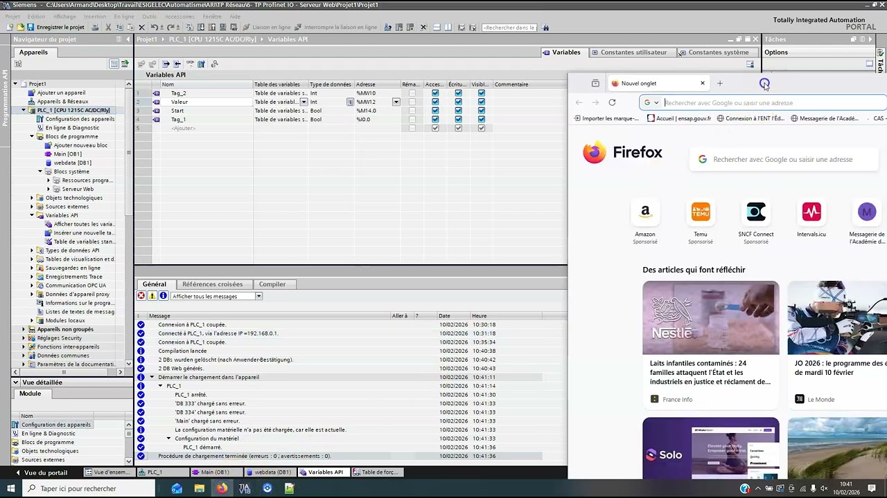 Serveur Web S7 1200 - Lecture/Ecriture de variables