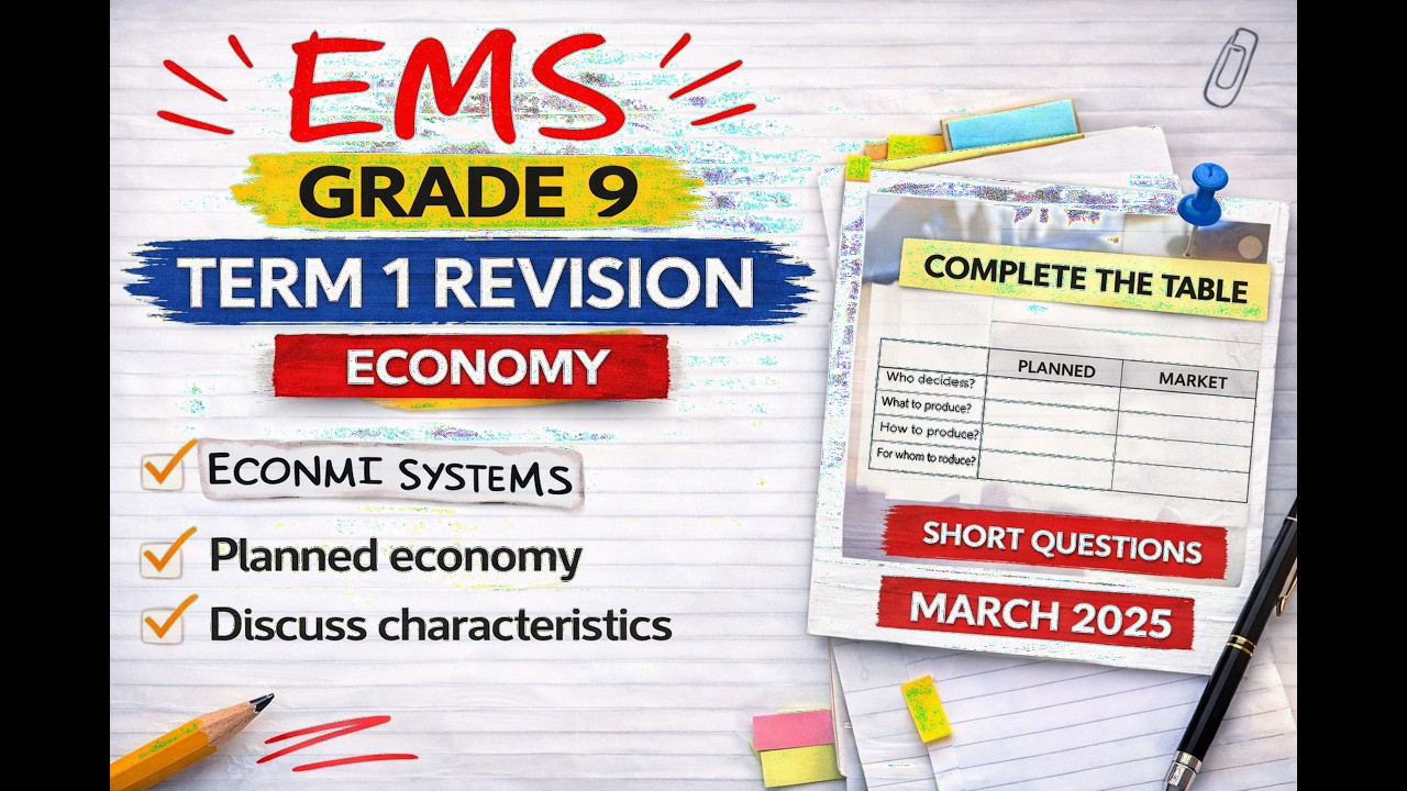 EMS Grade 9 TERM 1 Revision  ECONOMY @mathszoneafricanmotives