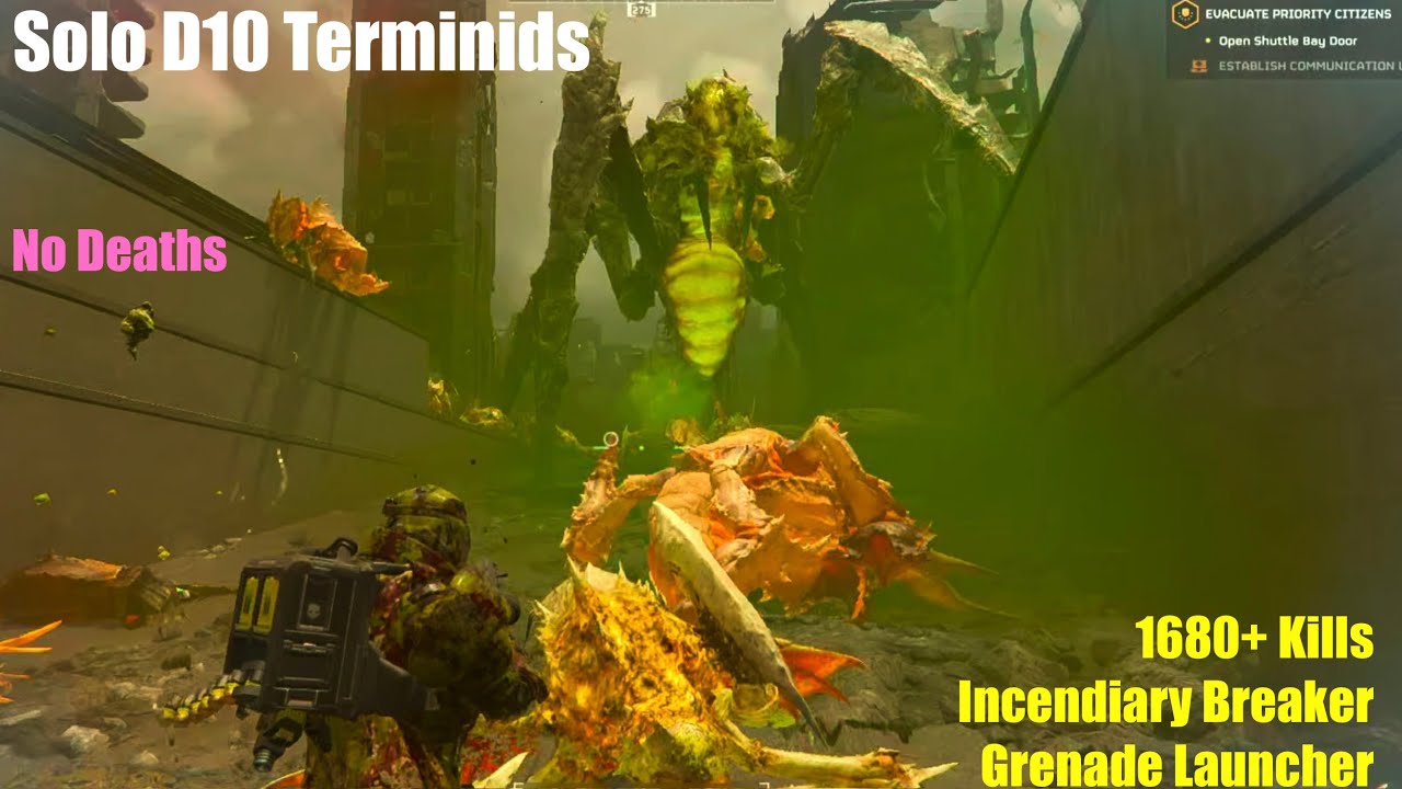 Helldivers 2 | Breaker Incendiary & Grenade Launcher — Solo D10 Terminids — 1680+ Kills — No Deaths