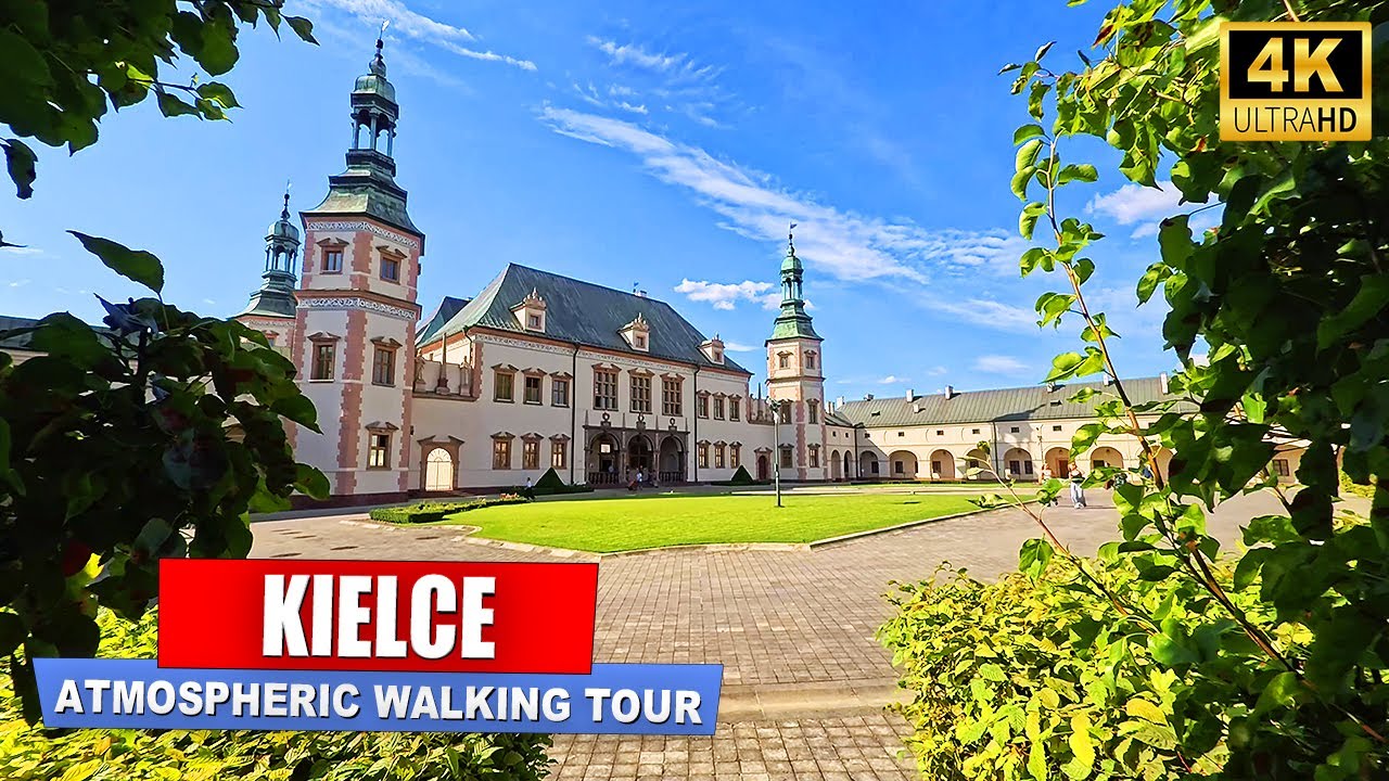 KIELCE: Walking tour around interesting places of the cozy Polish town | 4K