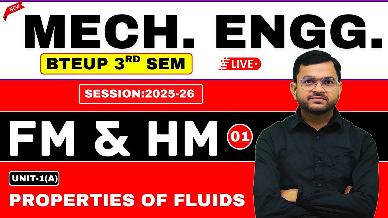 Lec-1 II FM & HM II ME 3rd Sem II Unit-1(A) : Properties of Fluids @PolytechnicPathshala ​