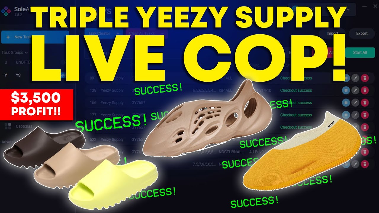 Triple Yeezy Supply Live Cop! Yeezy Slides, Foam Runners, Knit Runners - SNEAKER BOTTING 2021