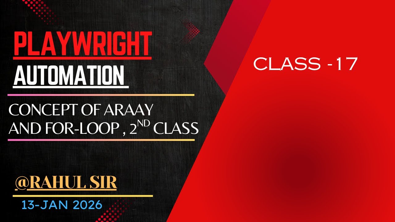 concepts of Array and Loop @ Rahul Sir 13th-Jan 2026