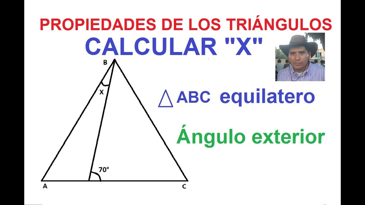 (4) Propiedades de los triángulos. Calcular X: Triángulo equilatero. Ángulo exterior.