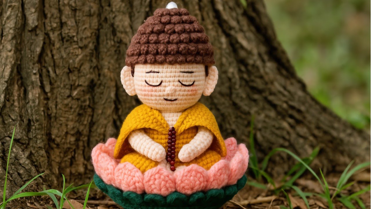 How to Crochet a Mini Buddha on Lotus 🧘🌸 | Part 10:The tutorial for small hands and ears