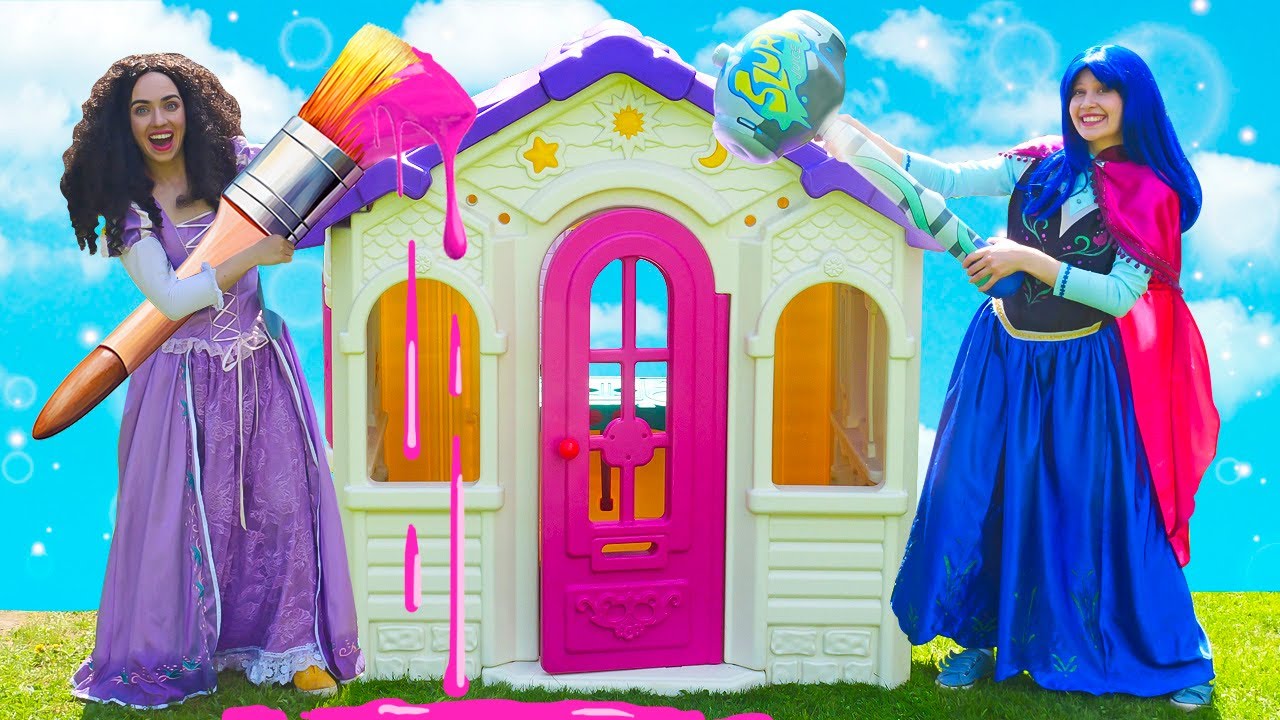 Una casetta da colorare delle principesse sorelle. Video divertenti per bambini