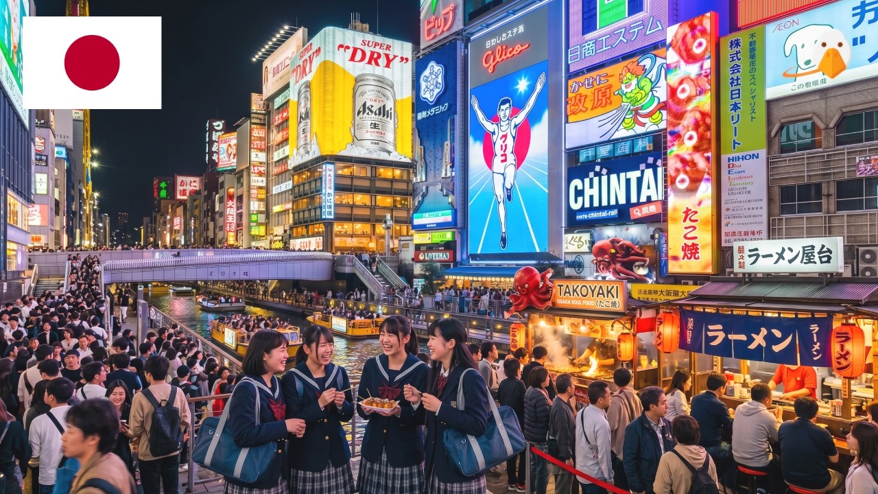 Осака, Япония🇯🇵 Самый оживленный город Японии с бесконечными развлечениями (4K UHD)