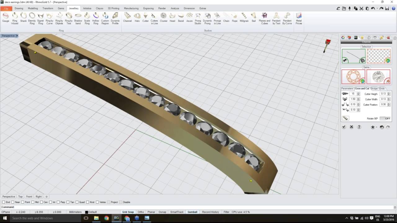 Quick & Practical Jewellery Design with RhinoGold - Deco Earrings