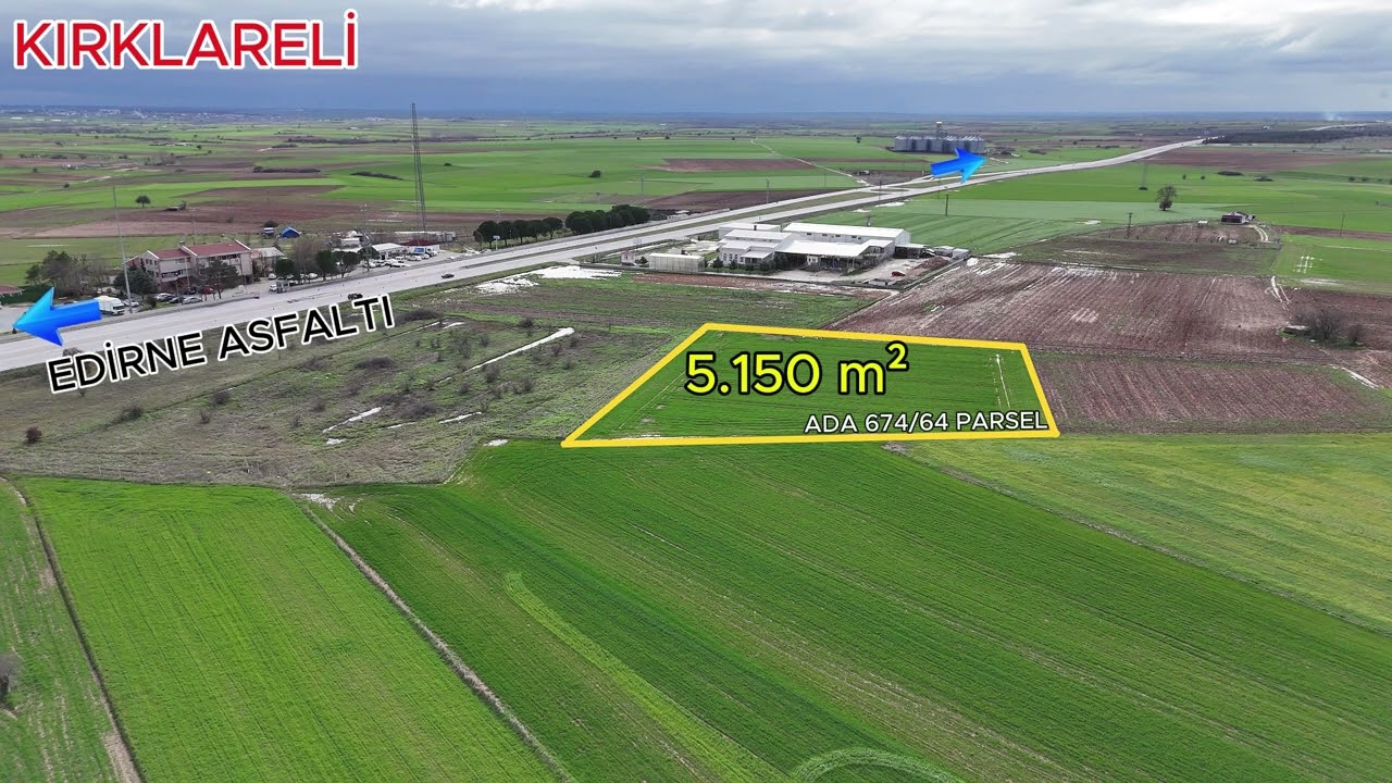KIRKLARELİ KARAHIDIR EDİRNE YOLU BÖLGE TRAFİK KARŞISI 5.150 m²