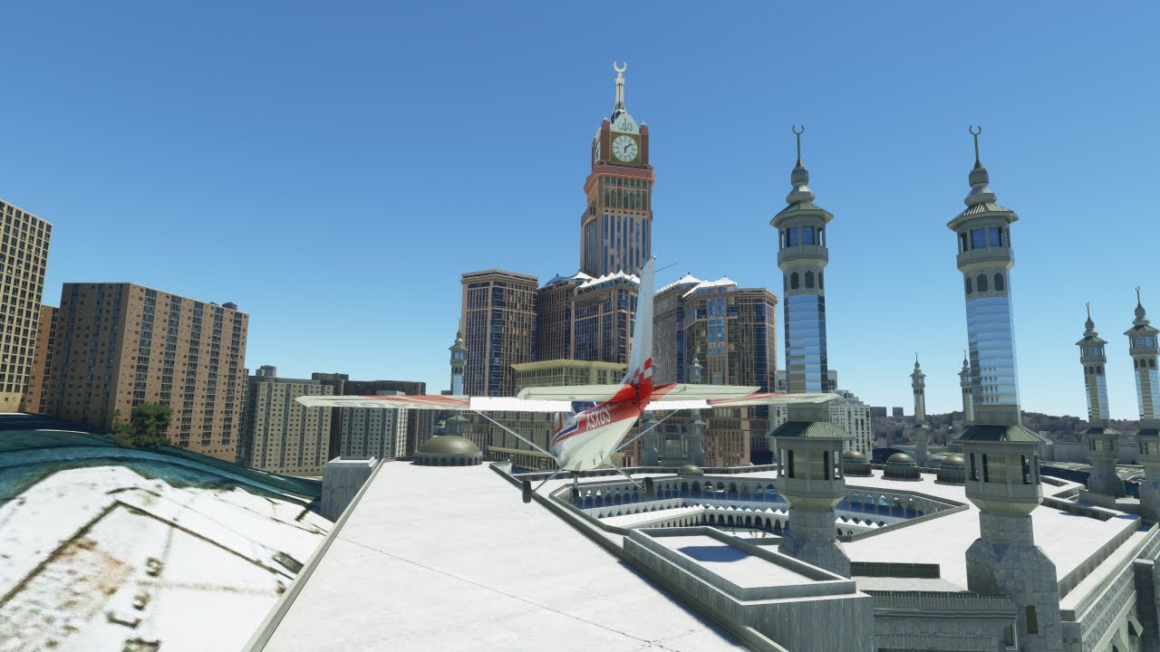 Microsoft Flight Simulator 2020 - Landing and takeoff on the roof of Kaaba Mosque in Mecca