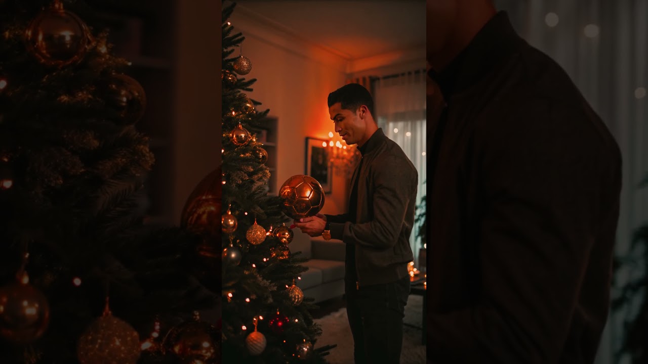 Ronaldo Decorates the Tree Like a Trophy Shelf 🎄