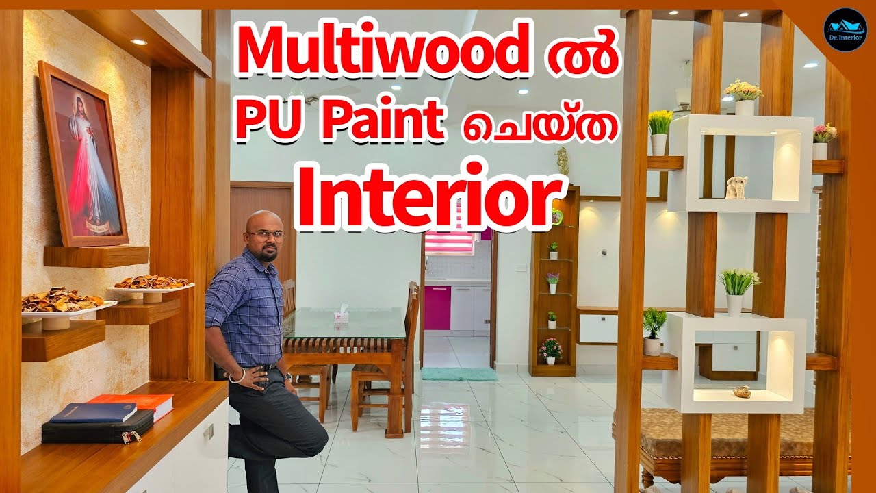 Multiwood ൽ PU Paint ചെയ്ത  budget friendly interior | Multiwood Kitchen | Dr. Interior