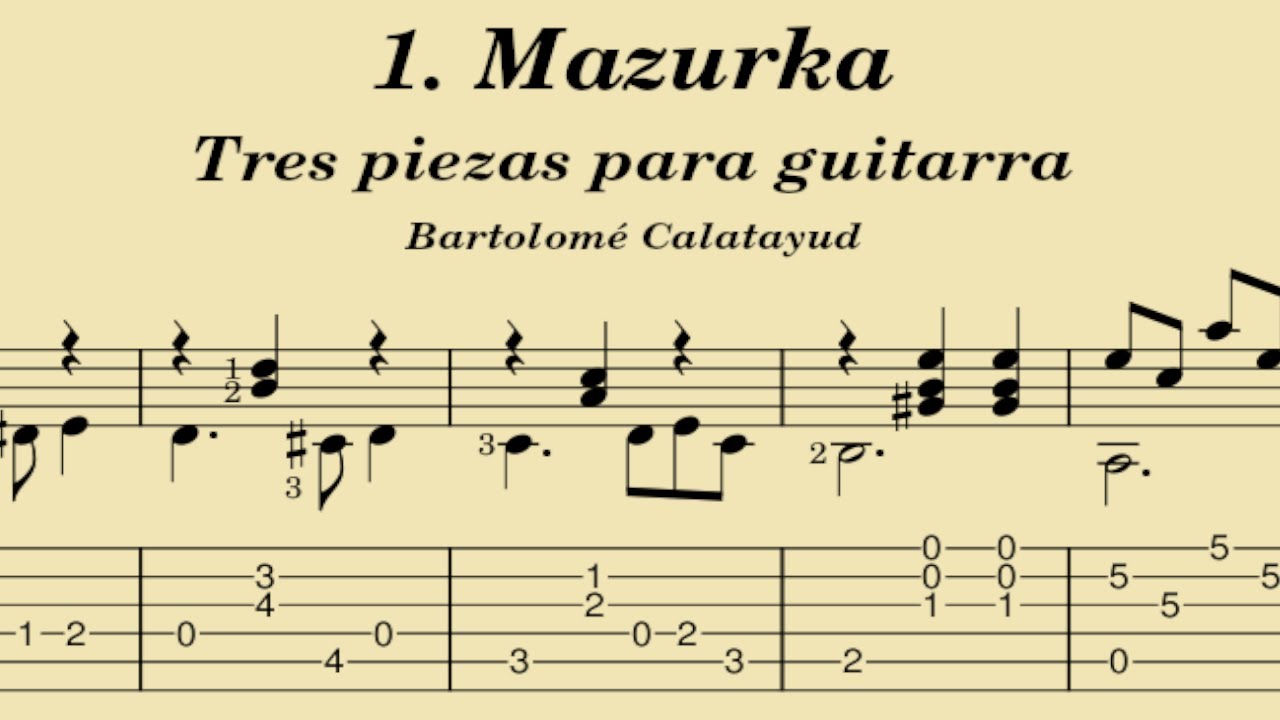 1. Mazurka - Tres piezas para guitarra - Bartolomé Calatayud (Tablatura)