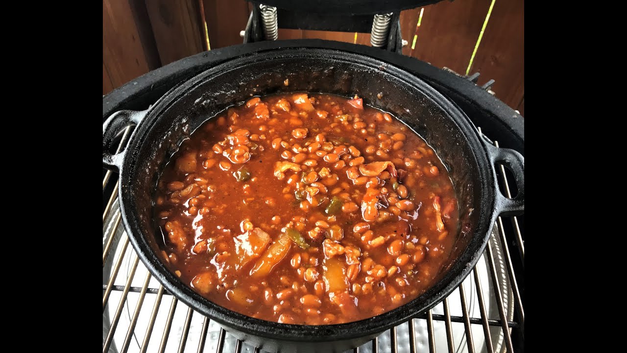 SMOKED BAKED BEANS WITH APPLE PIE FILLING IN THE SMOKER