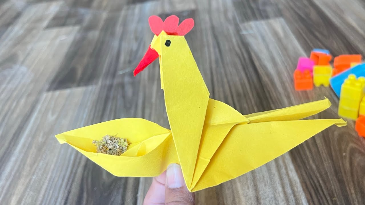 DIY Simple Origami Chicken | Easy Paper Craft for preschool | @Rashifyart 