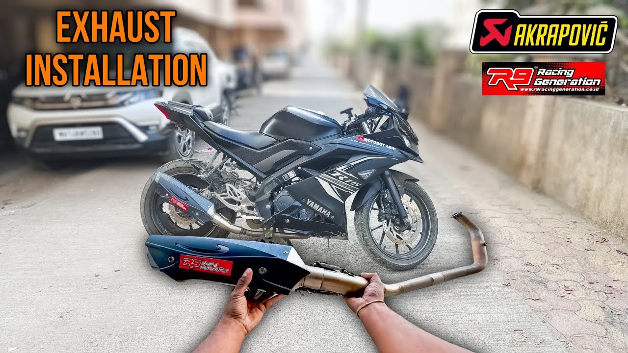 R15 V3 Exhaust Modification 🔥 Akrapovic R9 Full System Exhaust Install on Yamaha R15 V3 #akrapovic