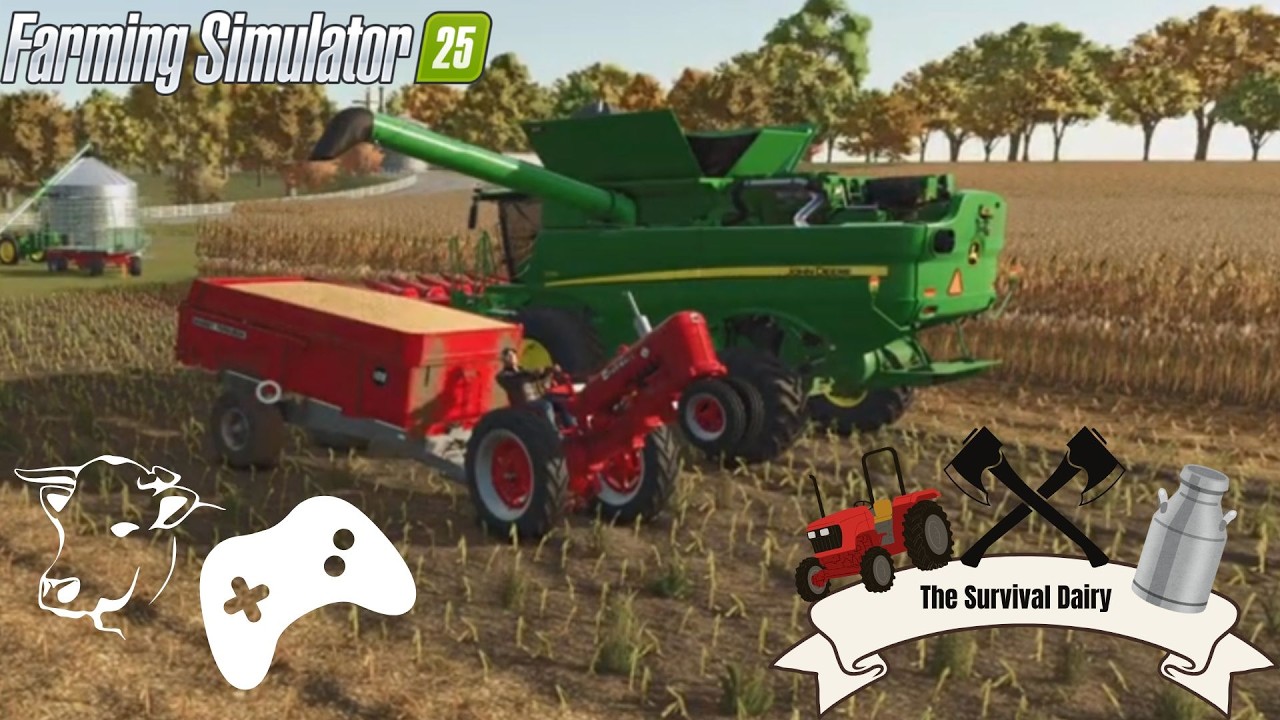 We started combining corn! (FS25 suvival)