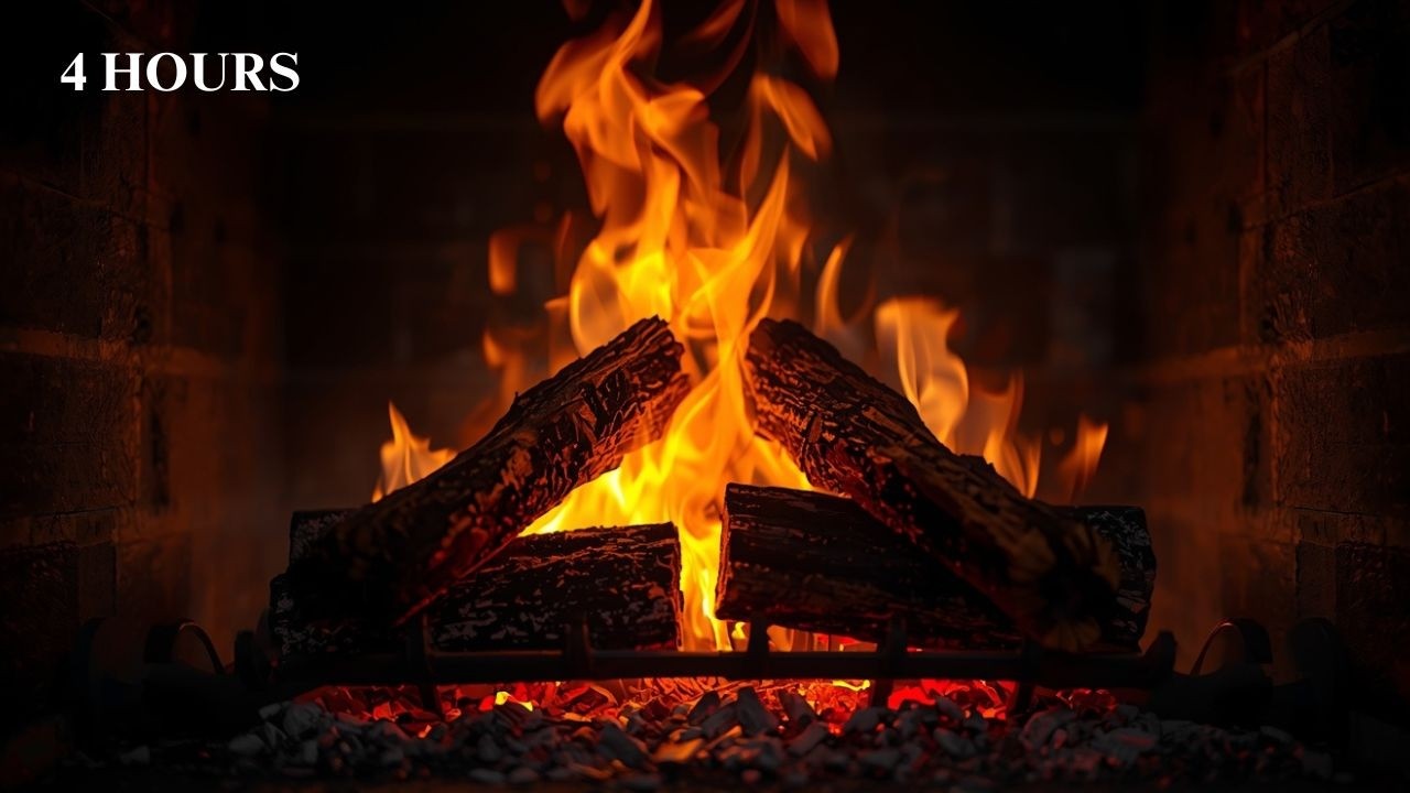 4 Hours of Real Fireplace Sounds in 4K (No Ads)