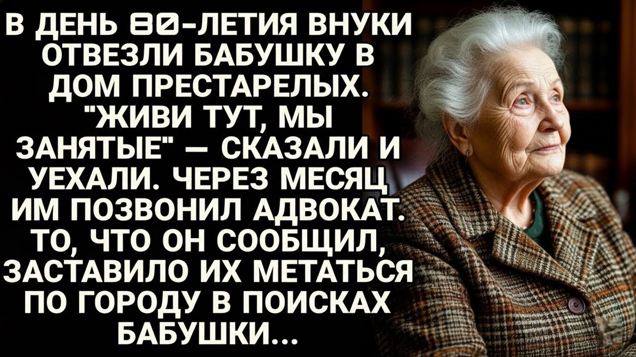 Внуки сдали бабушку в дом престарелых на юбилей. Месяц спустя им позвонил адвокат, они побледнели...