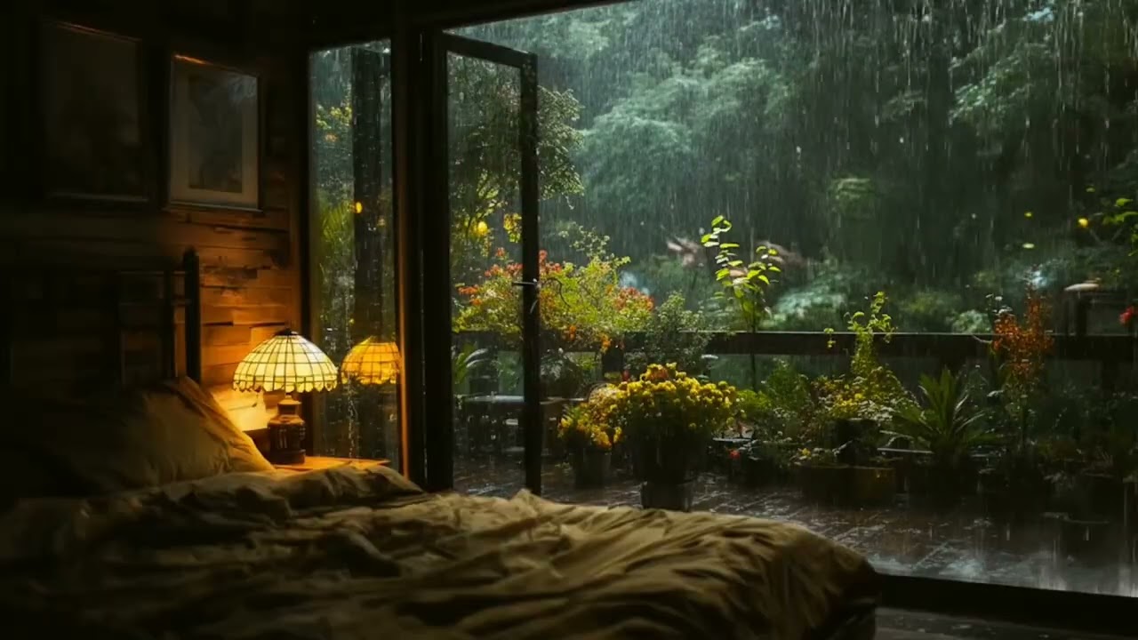 Rain Sound on WinCozy Bedroom Ambience - Heavy Rain Sounds on Window for Sleeping