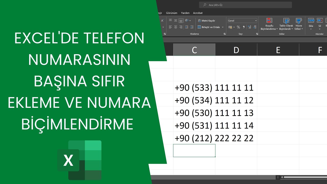 Excel'de Telefon Numarasının başına Sıfır ekleme ve özel biçimlendirme nasıl yapılır?