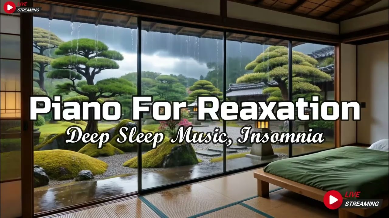 Relaxing Sleep Music with Rain Sounds Outside Bedroom | Deep Sleep Music, Stress Relief Music