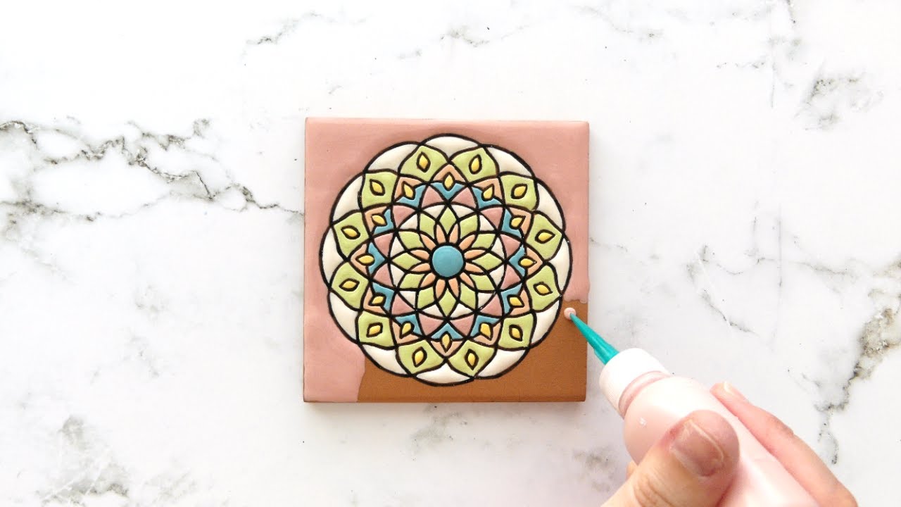 Glazing a Mandala on a Ceramic Tile - Cuerda Seca Glazing (1 of 2)
