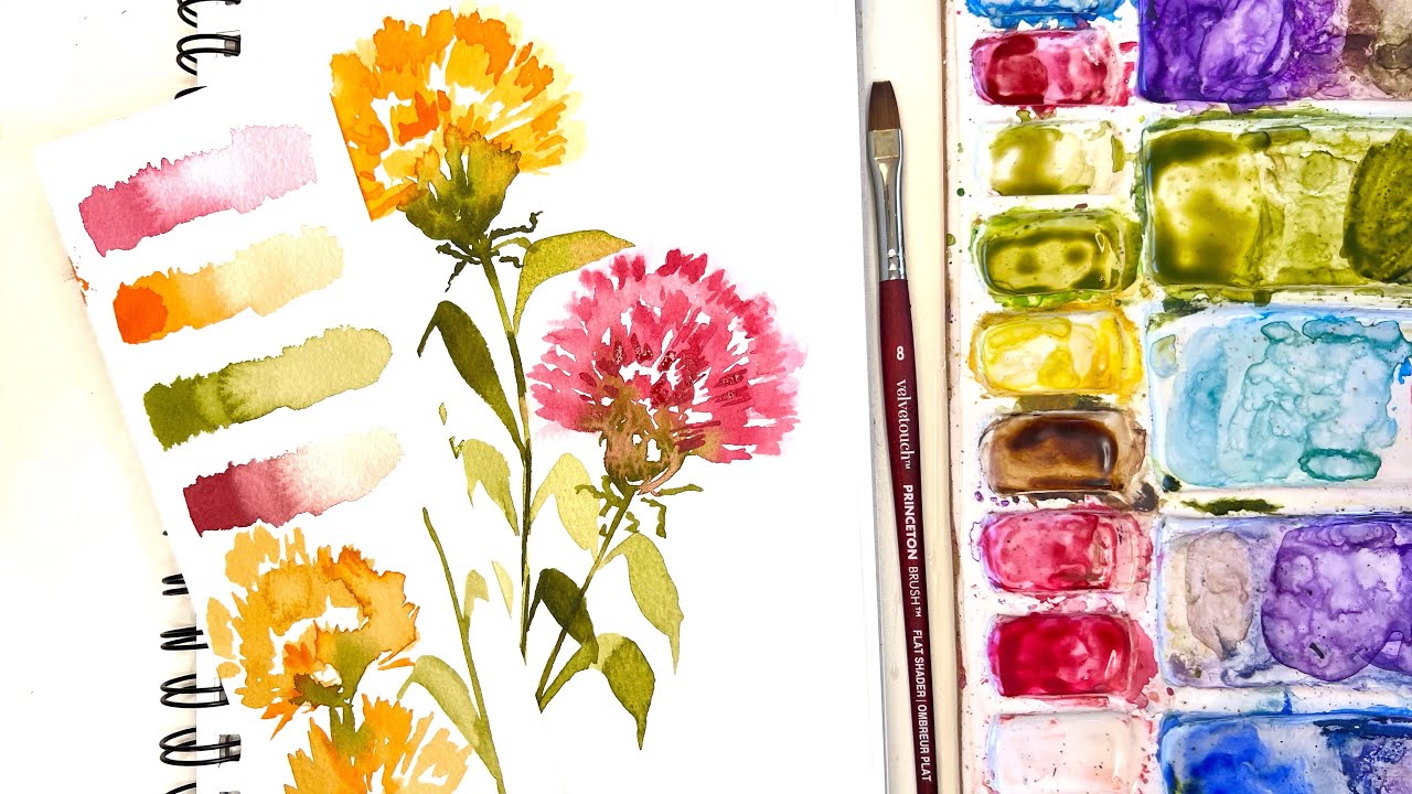 Pretty little Watercolor Carnations for the beginner and intermediate~