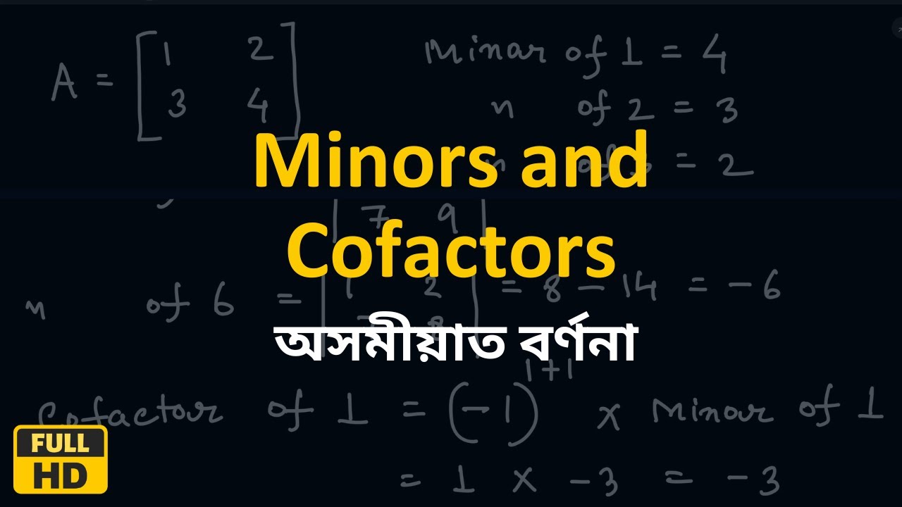 Minors and Cofactors of a Matrix | Explained in Assamese | Prantik Education