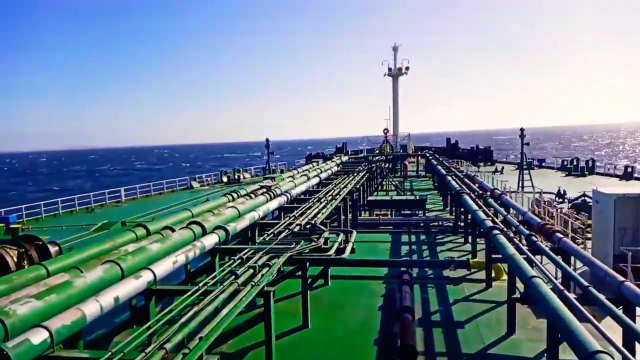 Tanker Ship's pilot transfer from Helicopter