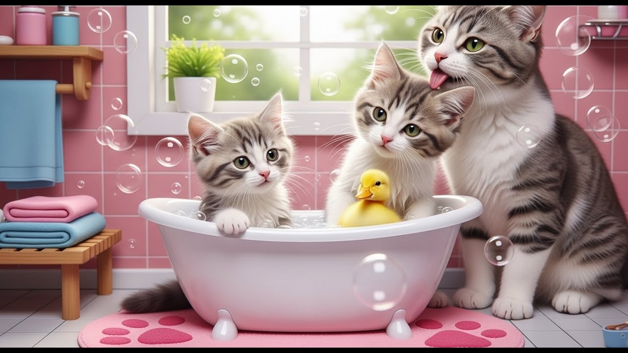 Heartwarming Care: Mama Cat Trims Her Furry Family With Such Grace