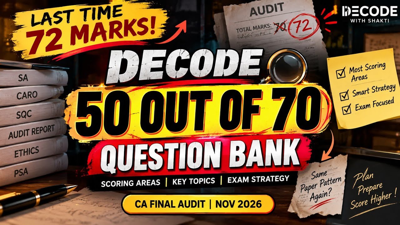 CA Final Audit | Decode 50/70 Marks 🎯 | Question Bank & Scoring Areas