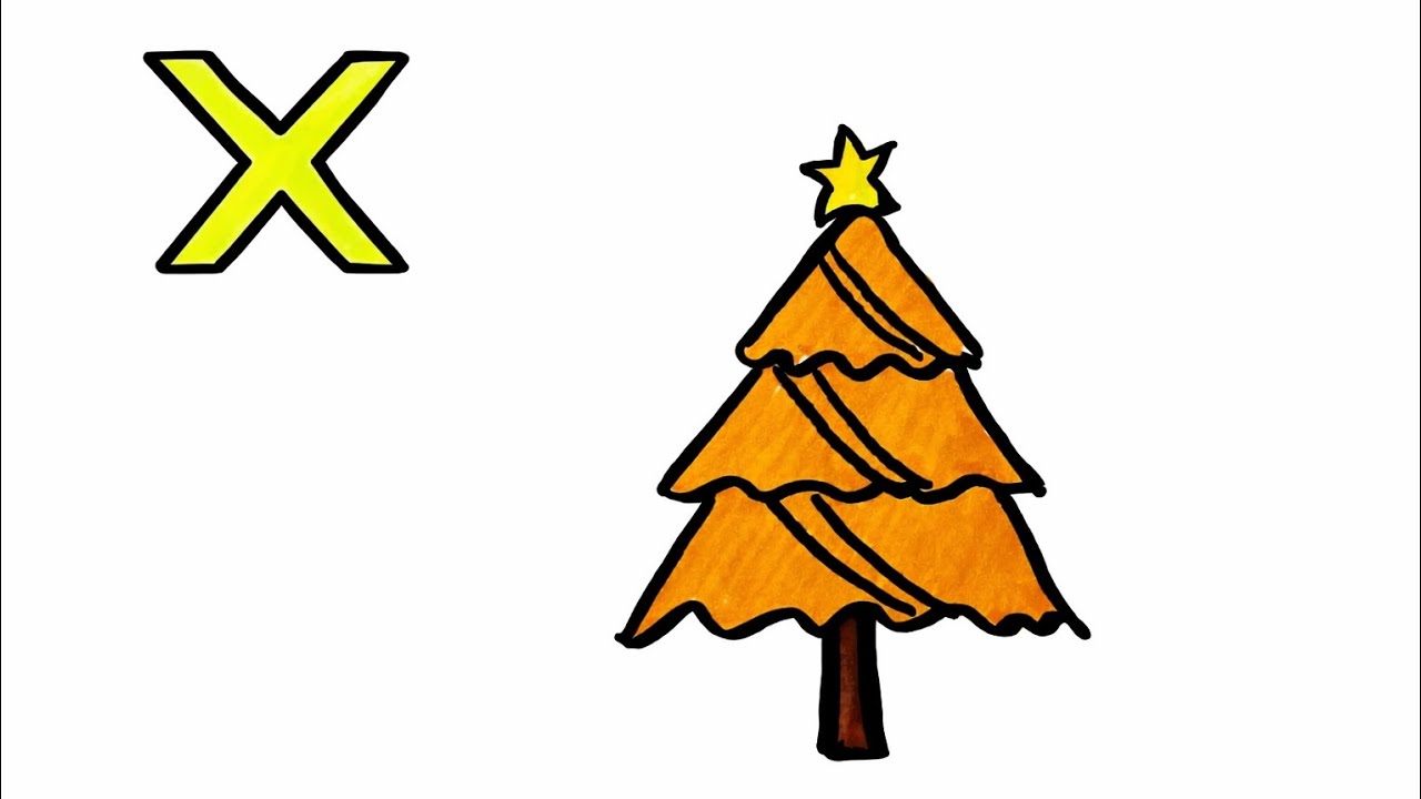X для рождественской елки 🎄 | Рисование алфавита от А до Я для детей | Простой рисунок