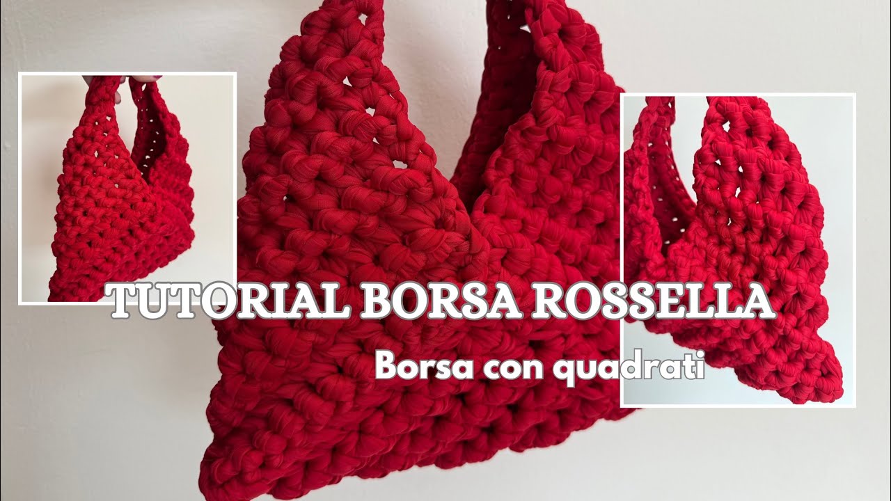 Tutorial Borsa Rossella - Borsa all’uncinetto con fettuccia in lycra - Macrè Bag