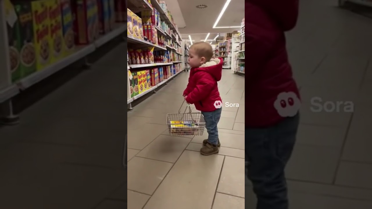 Das Baby vermisst seinen Opa im Supermarkt