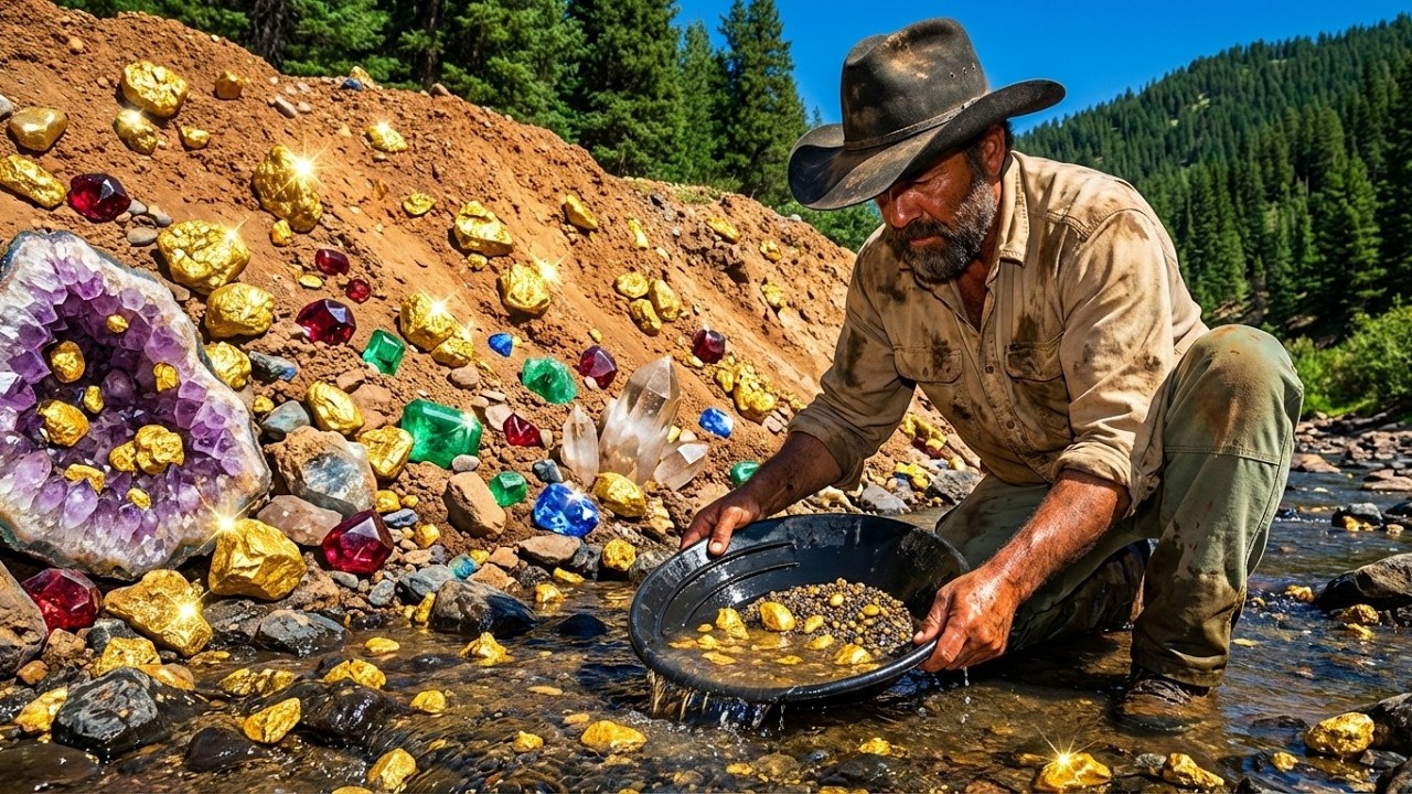 UNBELIEVABLE Gold Rush! Man Finds Massive Gold Nuggets & Rare Gems in River!