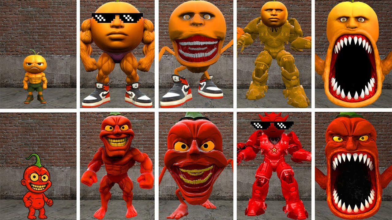 HOT: ALL THE NEW EVOLUTIONARY FORMS OF KING ODINDINDUN VS KING PEPPER DINDUN IN GMOD!