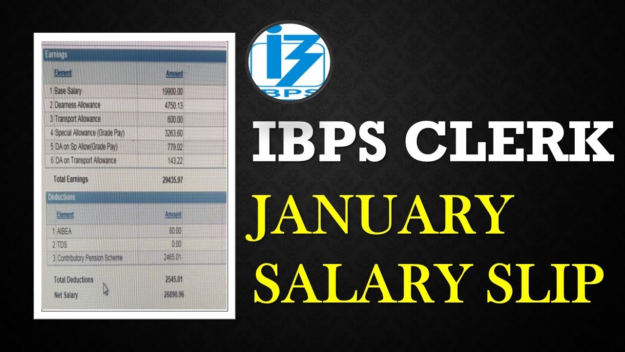 IBPS CLERK 2021 JAN SALARY SLIP || IBPS CLERK REVISED SALARY SLIP