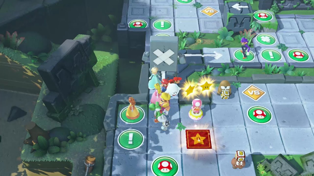 Super Mario Party Partner Party #1377 Domino Ruins Treasure Hunt Peach & Daisy vs Wario & Waluigi