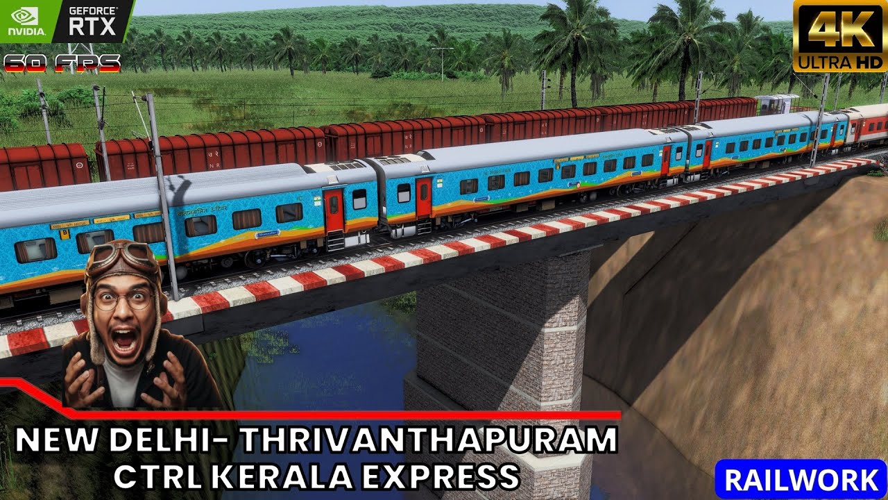 12626 DELHI THRIUVANTHAPURAM KERALA EXPRESS LIVE RAILWORKS..#indianrailways #railworks #gaming