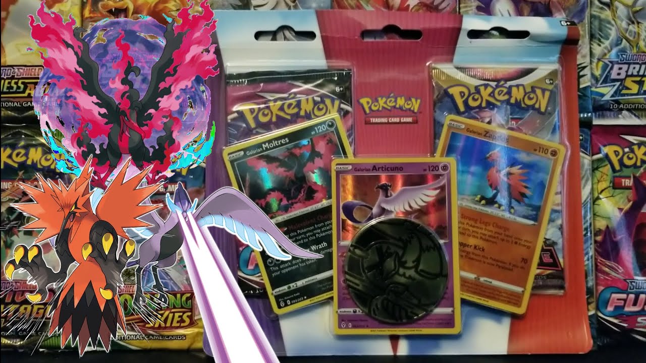 Pokemon Cards TCG Galarian Articuno, Galarian Zapdos & Galarian Moltres 2-Pack Blister Opening
